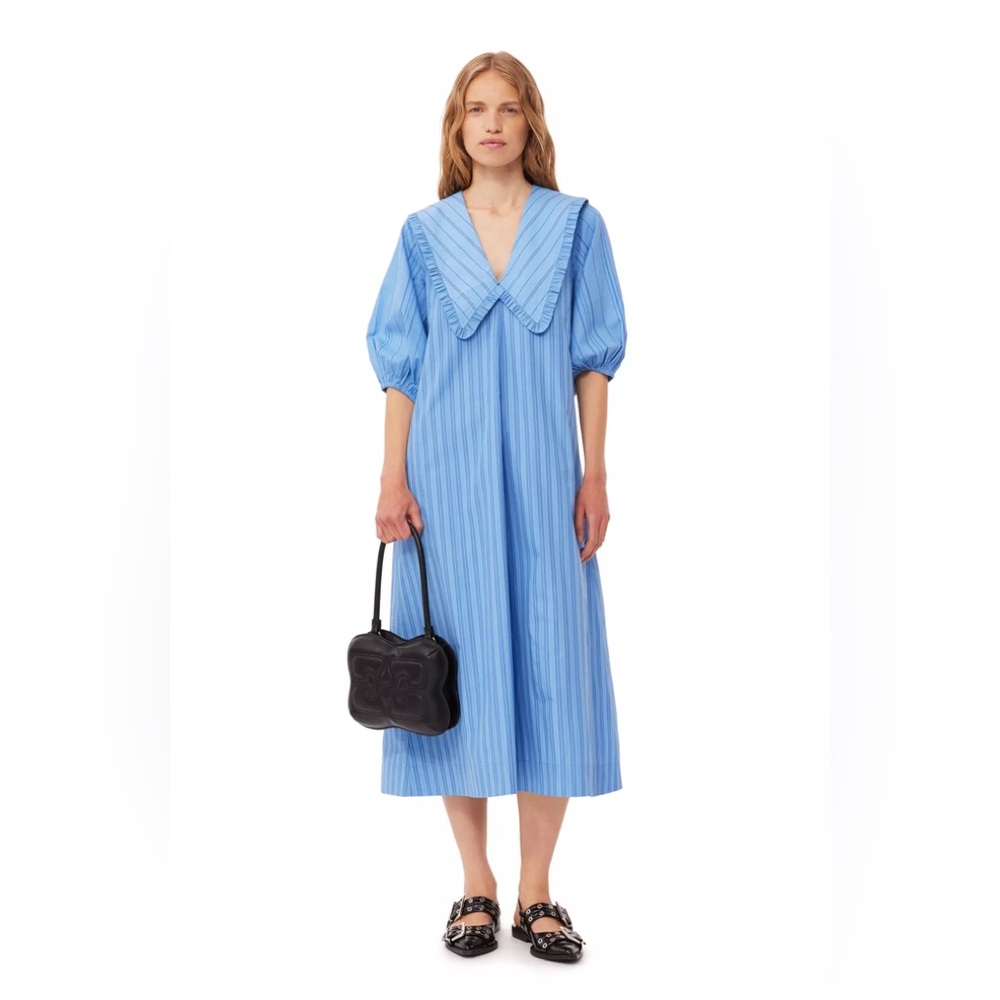 Ganni Blue Midi Dress NWT
